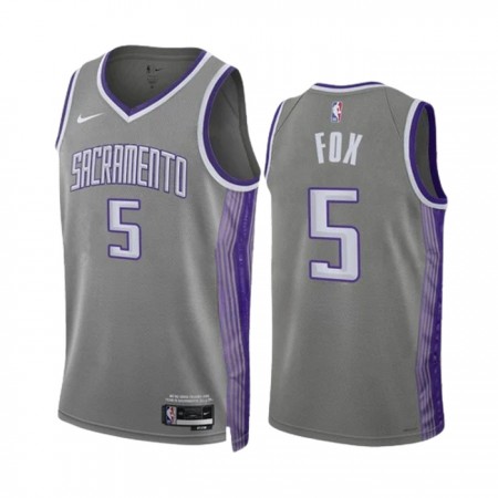 Maillot Homme Sacramento Kings Deaaron Fox 5 2022-23 Nike City Edition Gris Swingman